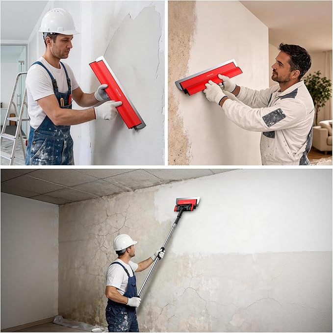 GETLITOOL 5PCS Paint Putty Scraper with Spare Blade, 5.9" to 31.5" Skimming Blades, Heavy Duty Drywall Knife Tool with Extension Pole for Drywall Repair, Joint Filling, Surface Finishing