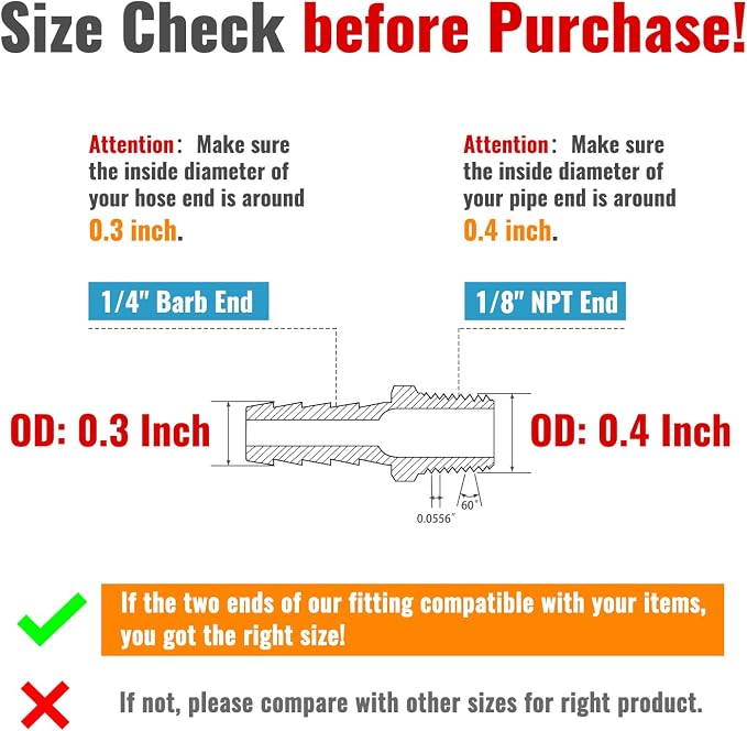 SUNGATOR 12-Pack 1/8" NPT to 1/4" Hose Barb Fittings, Brass Air Hose Fittings, 1/4" Barb to 1/8" NPT Male Thread Adapter, Brass Air Line Repair Connector Kit for Compressor, Gas, Auto Shop