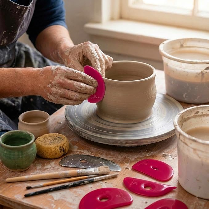 DIYOOHOMY Pottery Ribs for Pottery Tools and Clay Tools, Soft Silicone Ceramic Supplies Kit for Shapes Sculpting,Mud,Trimming,Throwing (6)