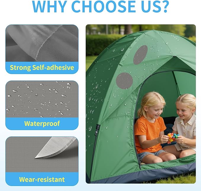 Waterproof Nylon Fabric Repair Tape Tent Repair Kit, 4pcs Outdoor Gear Tenacious Fix Tape, Self-Adhesive Fabric Patches for Clothes, Down Puffer Jacket, Tent, Sleeping Bag, Backpack, LightGray
