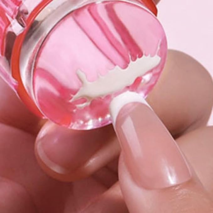 Nails Inc 45 Second Speedy Gloss French Manicure Hack Set, Pink, No Chip, Long Lasting, Quick Dry, Air Dry, Professional Manicures & Pedicures, Silicone Stamper, DIY Nail Art Design, 3 Piece Set