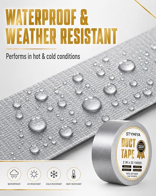 Silver Duct Tape Heavy Duty: Wide Waterproof Outdoor Duck Furniture Repair Tape Bulk - Strong Adhesive Weather UV Resistant No-Residue Masking Tapes Patterns Variety Pack (3, Grey)