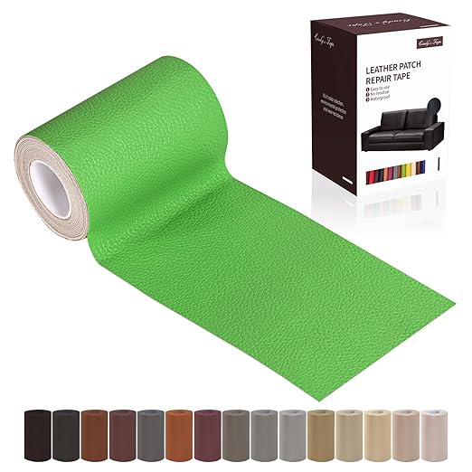 Leather Repair Patch Tape, Green 3 x 61 Inches Self Adhesive Leather Repair Kit for Furniture, Car Seat,Vinyl Leather Repair Kit for Office Chairs, Couch, Sofa, Luggage