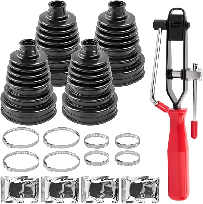 CV Boot Repair Kit, 4PCS, Fits Shaft Size 26mm-34mm, 25mm Height, CV Axle Boot Repair Kit, Universal CV Joint Gaiter Boot for Most Vehicle, Silicone