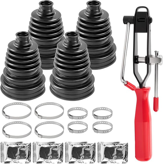 CV Boot Repair Kit, 4PCS, Fits Shaft Size 26mm-34mm, 25mm Height, CV Axle Boot Repair Kit, Universal CV Joint Gaiter Boot for Most Vehicle, Silicone