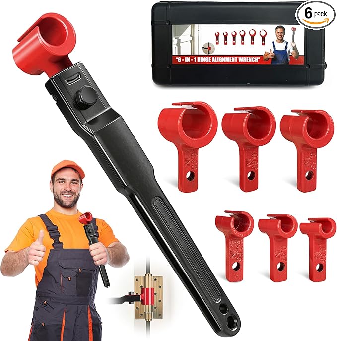 Vdsfand 6 in 1 Door Hinge Adjustment Tool Kit Door Gap Adjustment Tool for Precise Hinge Gap Adjustment Upgraded Hinge Gap Adjusting Wrench for Installation and Repair of Residential and Commercial