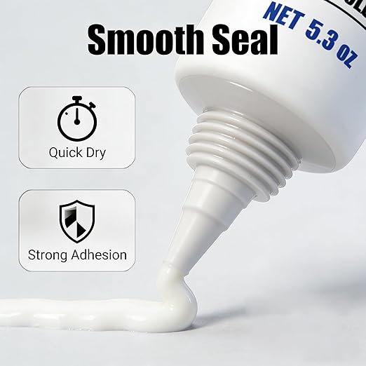 2 Pack White Silicone Caulk – Tub Caulk Waterproof Sealant, Paintable Bathtub Caulk for Bathroom Shower, 5.3 oz Each with Applicator Tools, Bathtub Silicone Caulk for Sink Toilet and Kitchen
