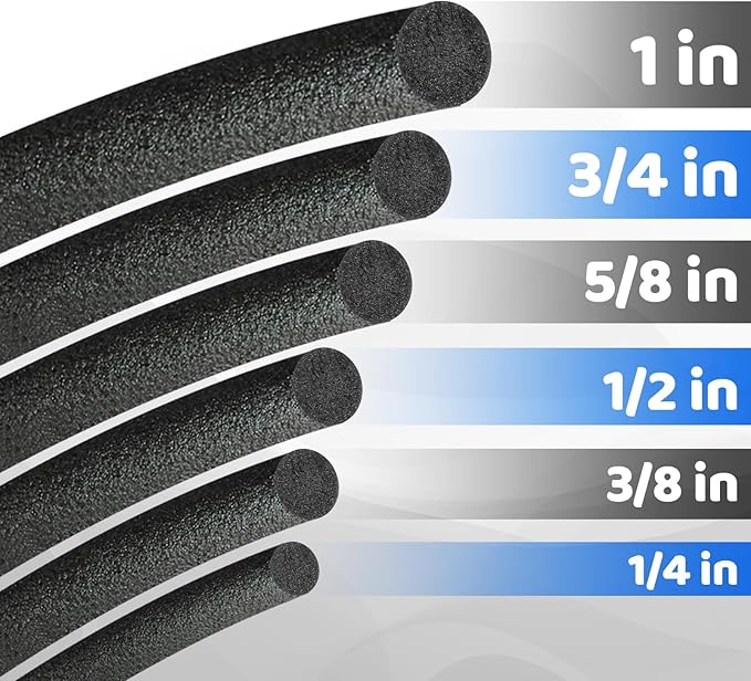 Backer Rod Foam Gap Filler Crack Filler for Concrete Repair Caulk Saver Backing Rod Concrete Expansion Joint Rope Caulk for Sealing Gaps, Expansion Joints, Crack Filling (Black, 3/8 Inch x 33 Feet)