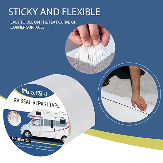 RV Sealant Tape 4 Inch X 50 Foot 1Pack, UV & Weatherproof White RV Roof Tape, Waterproof Seal Tapes Sealant Roofing for Camper Truck Stop Roof Window Boat Sealing Leaks Repair