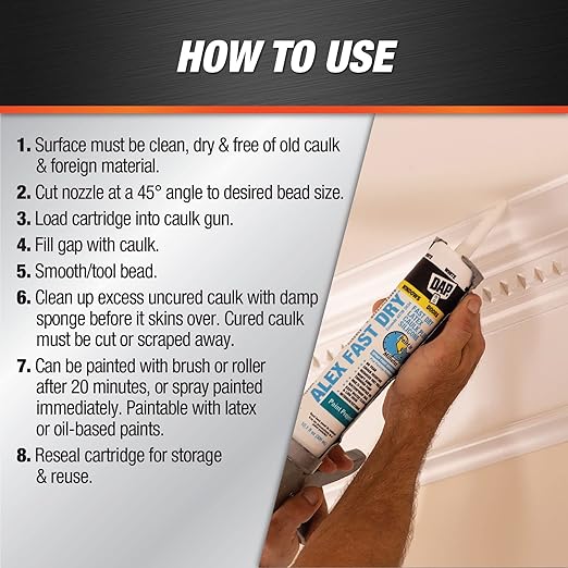 DAP 18425,White Caulk,10.1 oz,10.1 Fl Oz,Whites,(Pack of 6)