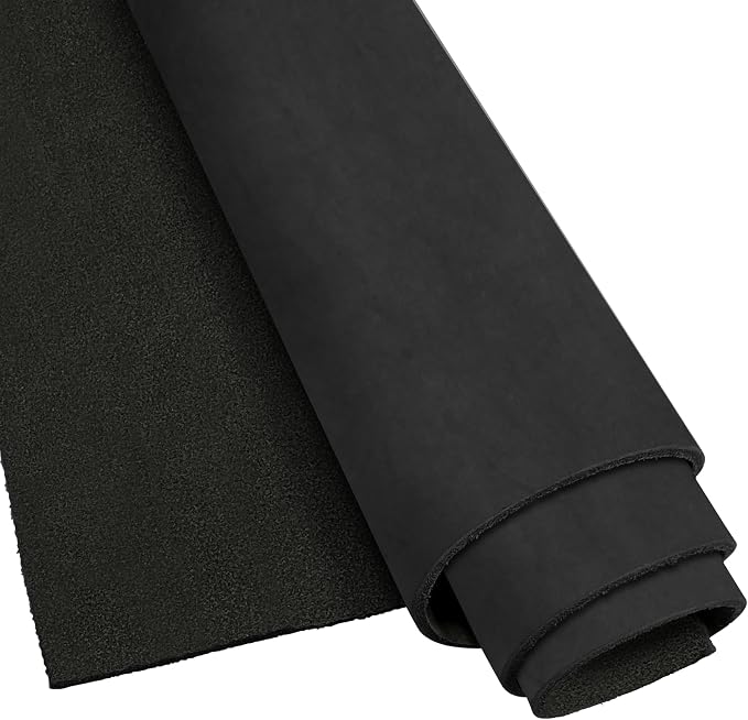 ELW Crazy Horse Leather 5-6 OZ (2-2.4mm) | Black | Pre-Cut 6-8 SQ FT | Full Grain Cowhide Handmade Leather for DIY, Crafts, Sheaths, Sewing, Workshop