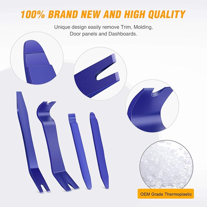 GOOACC 5PCS Auto Trim Removal Tool Kit No-Scratch Pry Tool Kit for Car Door Clip Panel & Audio Dashboard Dismantle -5PCS