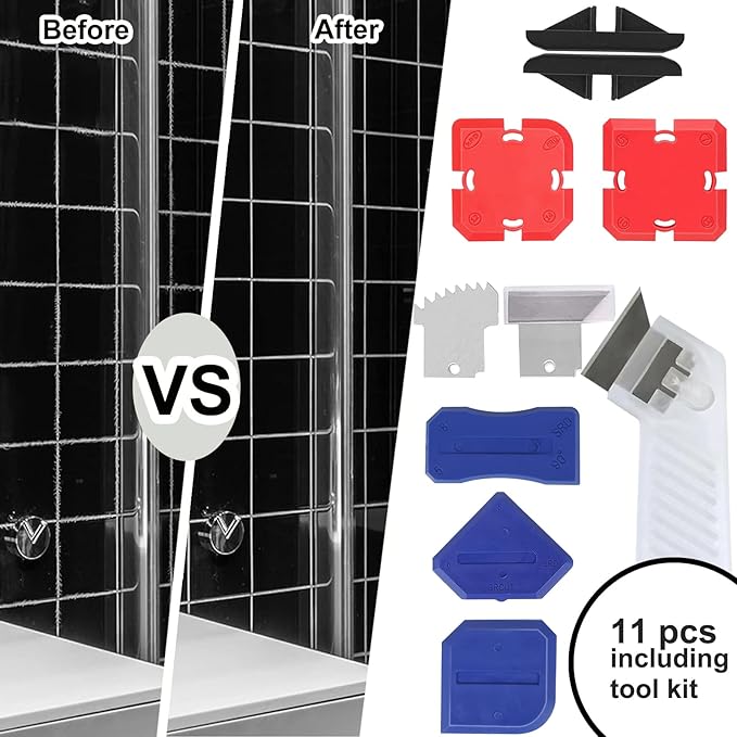 Caulking Tool Kit with Sealant Finishing Tools,Grout Sealing Silicone Smoother Caulk Application Tool for Kitchen Bathroom Floor Window Sink Joint Toilet,11 Piece Set