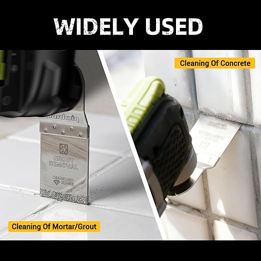 5-Pack Diamond Oscillating Multi Tool Blades, Universal Fit Diamond Grit Saw Blades for Grout Removal, Mortar Cleaning and Soft Tile Cut, Flush Cutting Multi-Tool Accessories, 1-2/5"