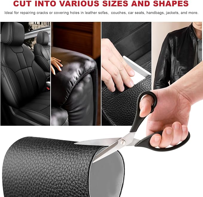 2 PCS Leather Repair Patch Tape, 4 x 8 Inch Self-Adhesive PU Vinyl Repair Patch Kit, Universal Waterproof DIY Leather Repair Tape for Car Seat Furniture Couch Chair (Gray)