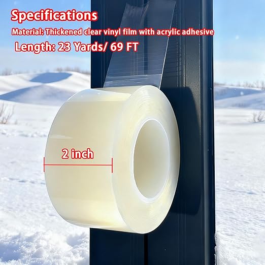 Birllaid Window Sealing Tape, Window AC Air Conditioner Sealing Tape,2 Inch x 69 FT(23 Yards), No Residue, Clear