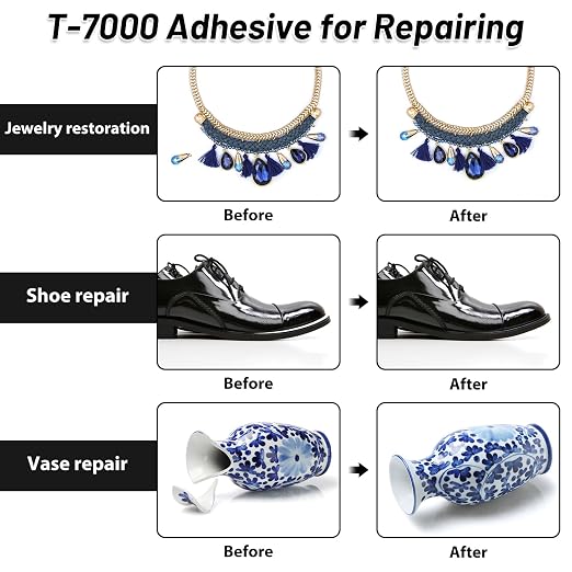 2 x 110ML T 7000 Pone Repair Glue, Multipurpose T-7000 Super Glue Semi Fluid Black Adhesive for Phone Screen Repair, Craft, Wooden, Leather, Shoes, Jewelry Making