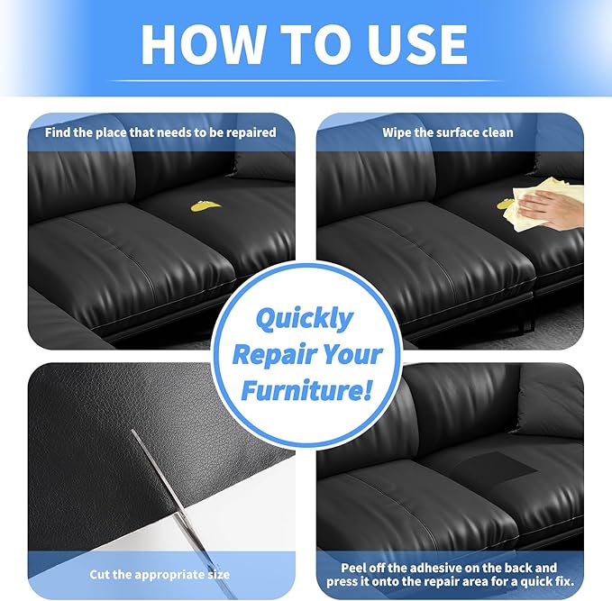 Leather Repair Patches, 17X237 Inch Self-Adhesive Leather Repair Tape, Stretch Vinyl Repair Kit for Couch Furniture Sofas Car Seats (Dark Brown, 17X237 Inch)