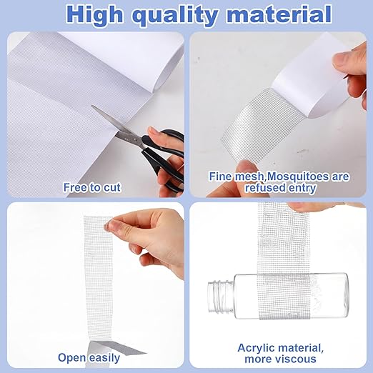 CroBlissful Extra Wide 8 inch x 30 ft Window Screen Tape Mesh Repair Strong Adhesive Waterproof Fiberglass Screen Repair Kit Patch for Window Door Tears Holes(Gray)