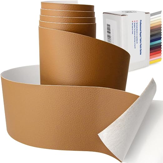 3 X 60 inch Self Adhesive Leather Repair Patch, Light Brown Leather Repair Tape for Furniture, Adhesive Leather Patch for Car Seat Repair, Leather Repair Kit for Couch (Light Brown)