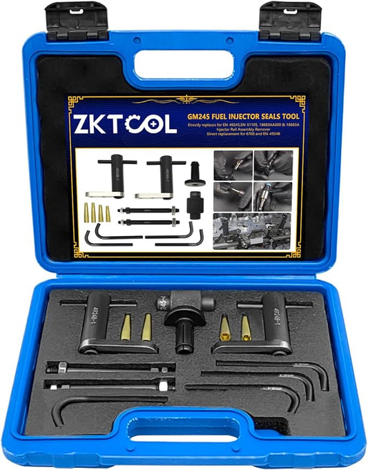ZKTOOL GM245 Fuel Injector Rail Assembly Remover Tool Fuel Injector Seals Install Replace Tools Set Compatible with Cadillac Saturn Pontiac Chevrolet Subaru 6706 EN-49248 EN-49245 EN-51105 18683AA000