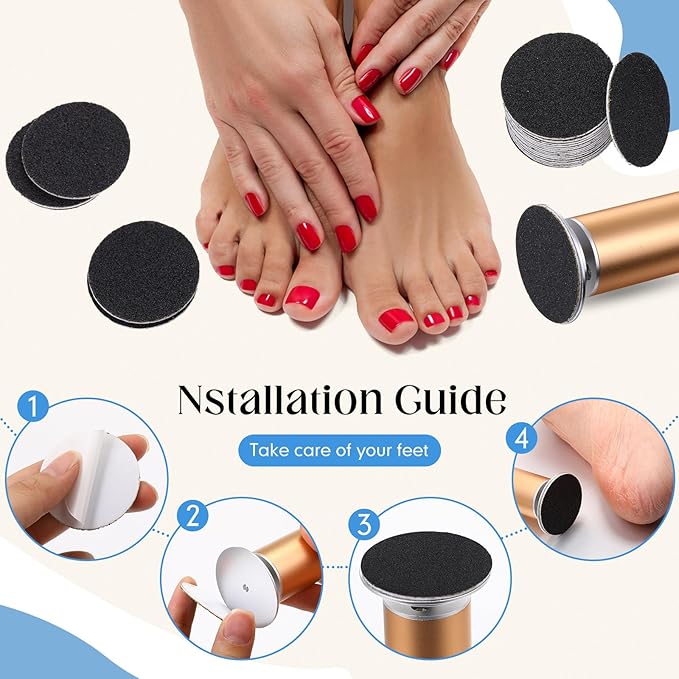 Gisafai 1000 Pcs Replaceable Sandpaper Refill Discs Bulk 180 Grit Replacement Sandpaper Pad Discs for Electric Foot File Callus Remover Black Tool Foot File Disks for Cracked Heels Dead Skin