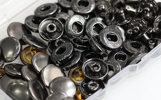 BetterJonny 24 Sets Heavy Duty Leather Snap Fasteners Kit, 15mm Metal Snap Buttons Press Studs Leather Rivets Snaps with 4 Setter Tools for Clothes Bracelet Jackets Jeans, 3 Color