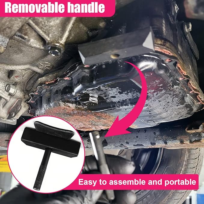 Car Engine Oil Pan Separator Tool, Universal Engine Transmissions RTV Sealant Removal Scraper, Metal Automotive Oil Pan Gasket Seal Remover Repair Tool Kit Fit for Most Vehicles (Black)