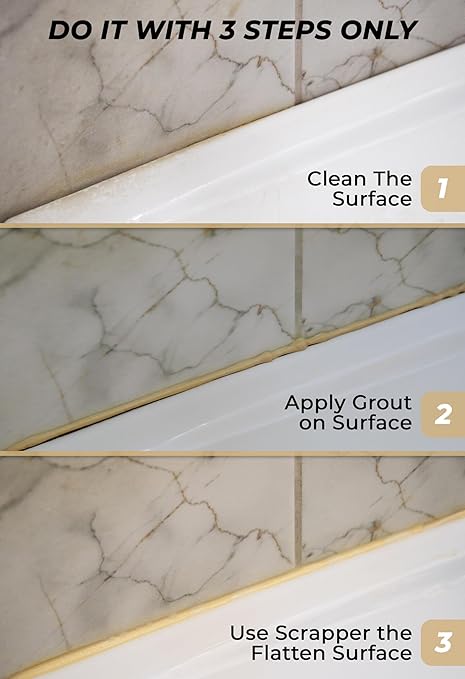 Tile Grout Repair, Beige and Cream 8.8 oz/250gr. Fast Drying Grout Repair Kit, Grout Filler Tube Repair Kit, Tile Grout Paint, Grout Sealer Restore and Renew Bathroom Floor, Tile Gaps, Joints, Lines