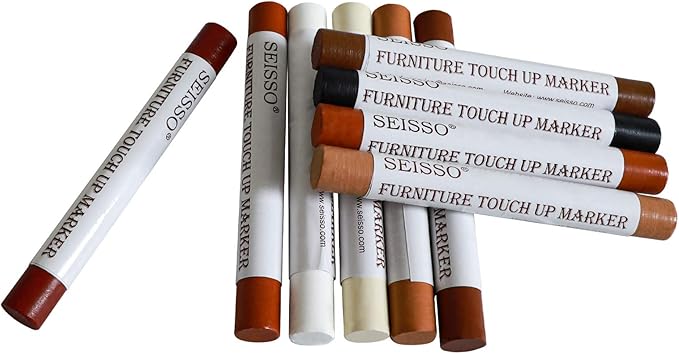 SEISSO Wood Filler Sticks, Furniture Wax Crayons for Scratches, 10 PCS Wood Floor Repair Wax Filler Sticks, Touch Up Wax Sticks Repair Kit for Scratches, Holes, Floor, Laminate, Carpenters, Cabinets