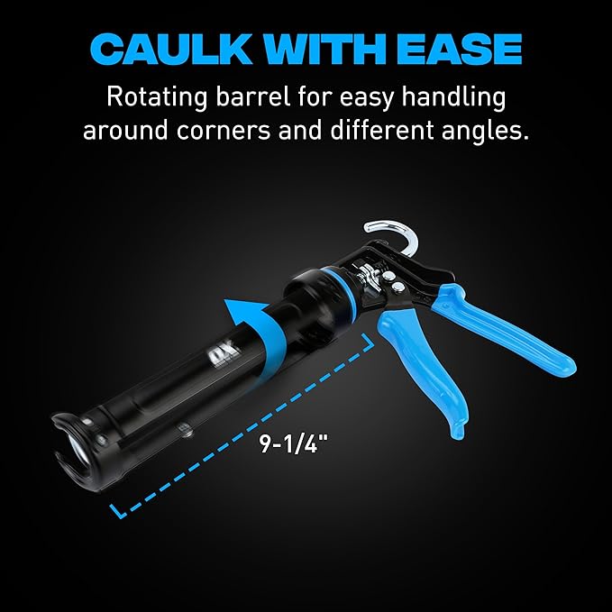 OX Pro 10 oz Heavy Duty Caulking Gun 12:1 Thrust Ratio - 10 oz Caulk Gun Manual Dispenser Sealant Adhesive - Pistola De Caulking
