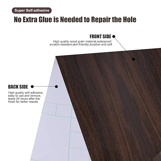 4" X33' Size Realistic Wood Grain Repair Tape, Self Adhesive Wood Grain Repair Patch for Tables, Chairs, Doors, Windows, Floors, Furniture Renovation, Handicraft DIY. With Plastic Scraper. Dark Walnut