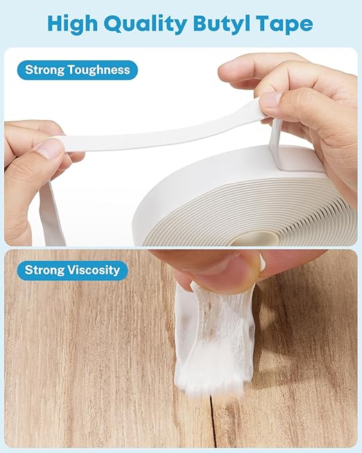 Kohree Butyl Tape White 2 Pack, 1/8-Inch x 3/4-Inch x 30-Foot, Butyl Sealant Tape RV Putty Rubber Seal Tape Leak Proof for RV Repair, Window, Boat Sealing