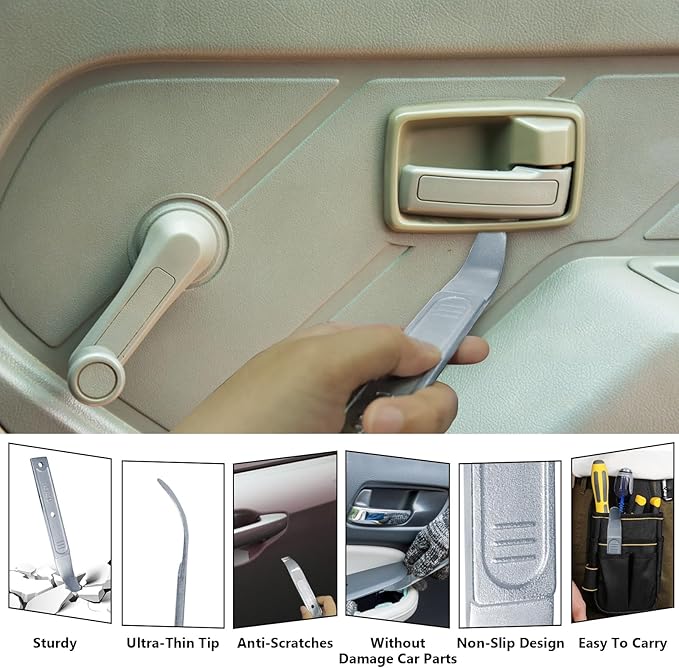 BFXM 4140 Pry Tool, Trim Removal Tool, Panel Removal Tools for Auto Trim, Interior Door Trim Pry Tool, Panel Popper Tool, Metal Pry Bar for Automotive Planes, Automotive Tools