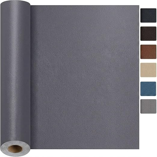 Qextce Leather Repair Patch Tape, Gray, 17x100 Inch | Self-Adhesive, Waterproof, Wear Heat Resistant, Vinyl Leather Repair Kit, For Furniture, Car Seat, Sofa, Couch, Luggage