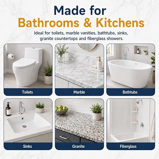 Tub & Tile Repair Kit for Renters & Homeowners, 5.6 oz Porcelain Repair Epoxy with 6 Pigments, Easy-Sand to Fix Chips, Cracks, Holes, Dents & Scratches on Tub, Sink, Countertop & Tile