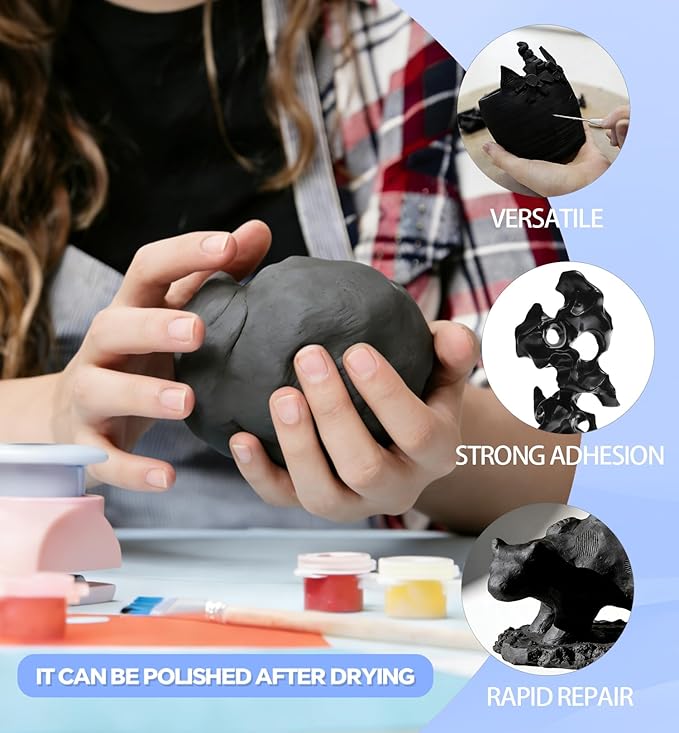 Epoxy Putty Sculpt Clay, 14.11oz/400g Fast Repair Epoxy Clay for Fixing Leaks, Cracks, Sculpting,High Strength 2 Part Epoxy Filler Putty for Bonding Metal, Tile, Concrete, Plastic (Black)