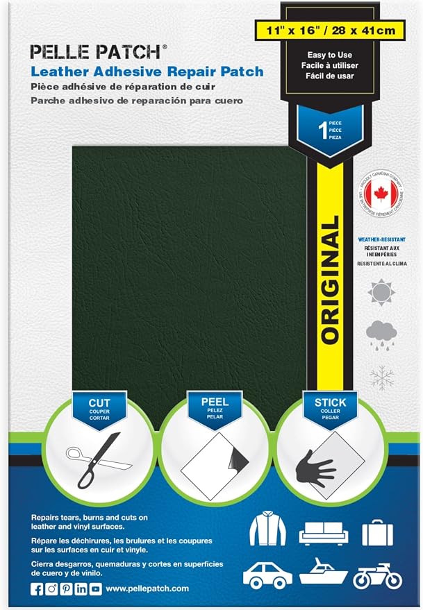 Cracked Leather Repair Kit - 25 Colors Available - Original 11x16 - Medium Green