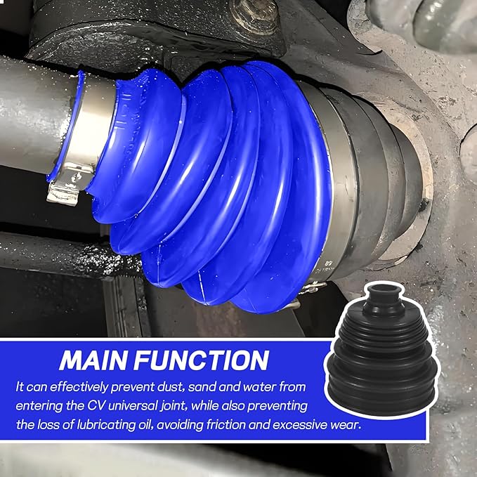 Wuyaoyao 13PCS CV Axle Boot Repair Kit, 2PCS Silicone CV Boot with 4 Stainless Steel Clamps & 6 Cable Ties & Expander Tool, Waterproof Dustproof CVs Joint Boots Kit, Universal Car Accessories (Blue)