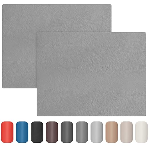 Leather Repair Patch 8x11 inch 2 Pcs, Self Adhesive Vinyl Repair Patch Kit, Leather Patches for Furniture, Couches, Car Seats, Cabinets, Wall, Handbags - Light Grey #2