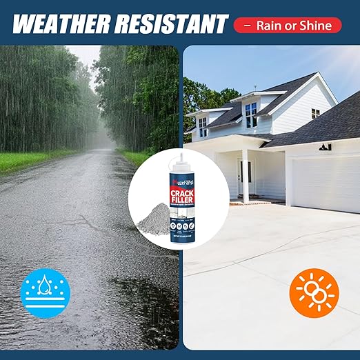 Concrete Crack Filler, Concrete Crack Sealant, Cement Powder for Concrete Crack Filling and Surface Patching, Mix with Water or Sand, Grey Cement Crack Filler for Walls, Floors, Driveways（2.2LB）