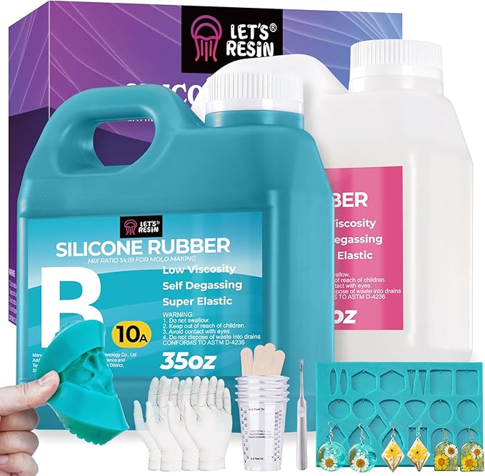LET'S RESIN Super Elastic Silicone Mold Making Kit 10A,70.5oz Jade Green Mold Making Liquid Silicone Rubber, Ideal for Casting Resin Molds/Silicon Molds/Candle Molds/Silicon Inlay (2KG)