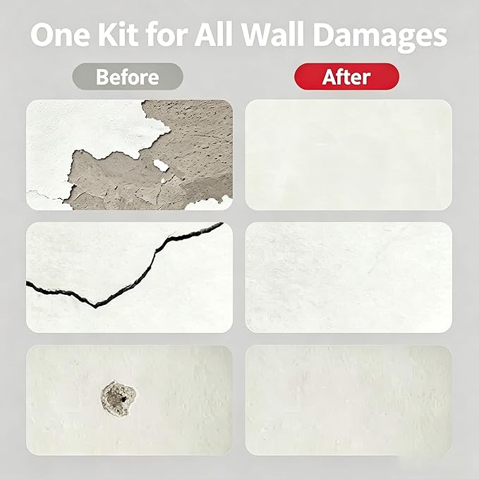 Drywall Repair Kit with Scraper, 2026 Upgrade Wall Repair Paste for Holes & Cracks, Professional Drywall Patch Paste & Wall Repair Ointment for DIY Home Improvement (2 PCS, White)