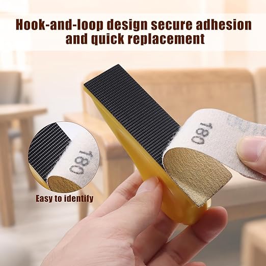 ZEHIQ 3.5”x1” Mini Detail Hand Sander Kit, 60Pcs 60-320 Grit Hook-and-Loop Aluminum Oxide Sandpaper, Ergonomic Micro Sanding Block for Woodworking, 3D Printing, Metal Polishing & DIY Crafts