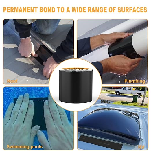 Waterproof Patch and Seal Tape, 4" x 13 ft, UV Protective Extra Thick Sealant Tape for RV Roof Leak Repair, Permanent Bond for Cracks, Tears, Holes – Weatherproof for Camper Trailer Boat Tent