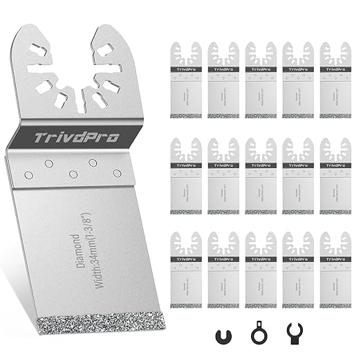 TrivdPro 15pcs Grout Remover Tool Carbide Oscillating Multi Tool Blades Diamond Grout Removal Blade Tools for Tile, Concrete, Masonry, Cleaning Mortar