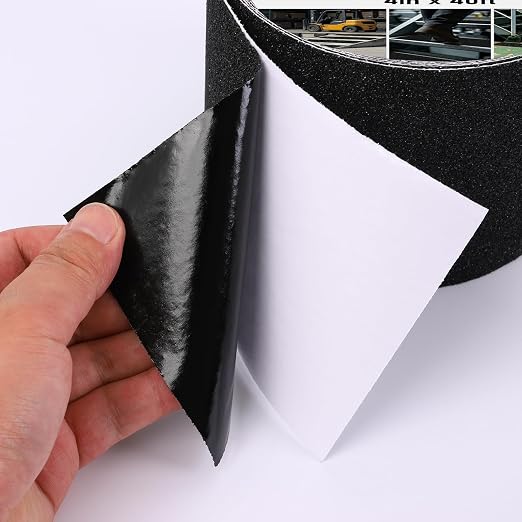 Black Anti Slip Tape 2in x 20ft, 80 Grit Waterproof Grip Tape Roll, Non Slip Tape for Stairs, Steps, Ramps, Ladders, Floors, Docks, Trailers & Outdoor Use