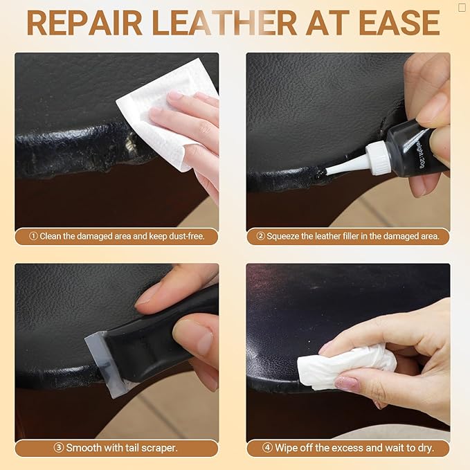 12 Colors Leather Repair Kit for Furniture, Vinyl Repair for Car Interior Seats Couch Sofa, Leather Filler Repair Scratches Fade Leather Paint for Bag Shoes, Restore PLeather, Bonded, Italian, Genuine