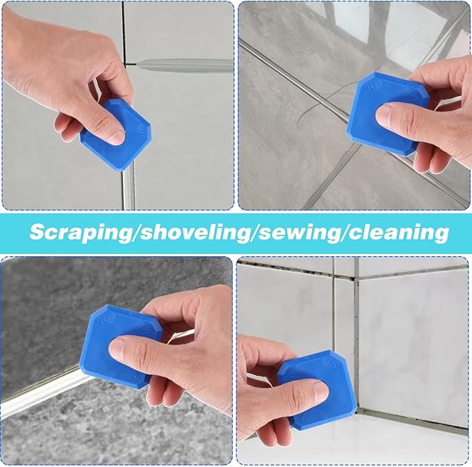 6 PCS Silicone Caulking Tool Set Plastic Sealant Finishing Tools Caulk Remover Tool with Replace Portable Sealant Scraper Reusable Grout Scraper Applicator for Kitchen Bathroom Floor Window Sink