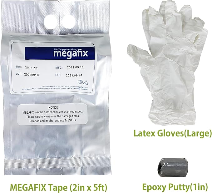 Pipe Repair KIT, Fiberglass Wrap, Water Leak, Plumbing, Underwater OK, Emergency, Self DIY, Permanent (Epoxy Type, 2in x 5ft)